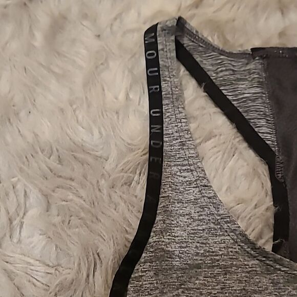 Under Armour womens soft gray logo polyester racerback tank top - Picture 3 of 6